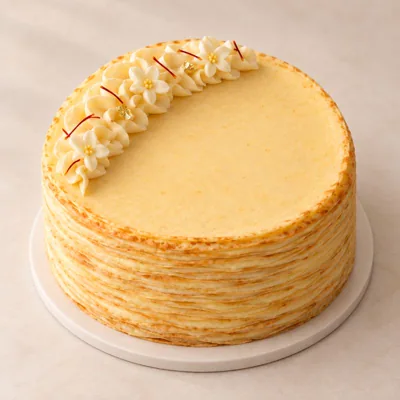 Saffron & Orange Blossom crêpe cake